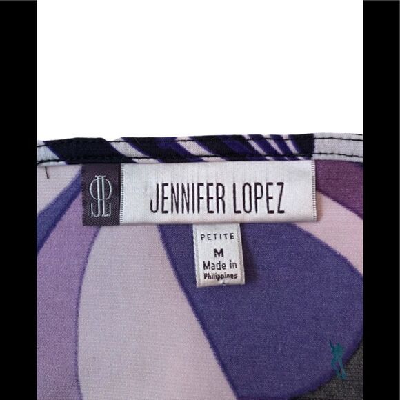 Jennifer Lopez multicolored purple and blue abstract long sleeve top. MEDIUM NWT - Picture 2 of 4